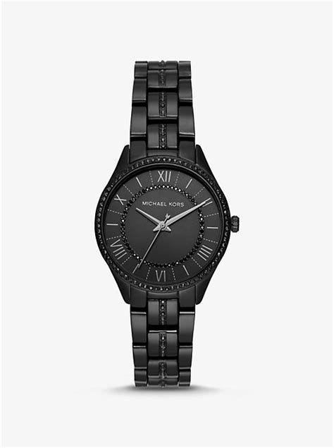 michael kors lauryn pavé black tone watch|lauryn pave silver tone.